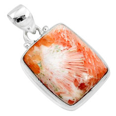 17.22cts natural scolecite high vibration crystal 925 silver pendant r94715