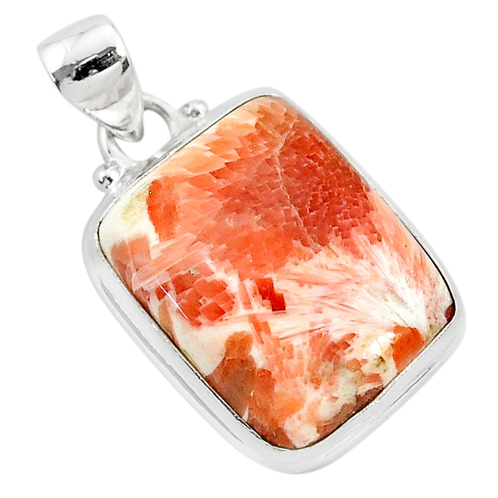 16.20cts natural scolecite high vibration crystal 925 silver pendant r94716