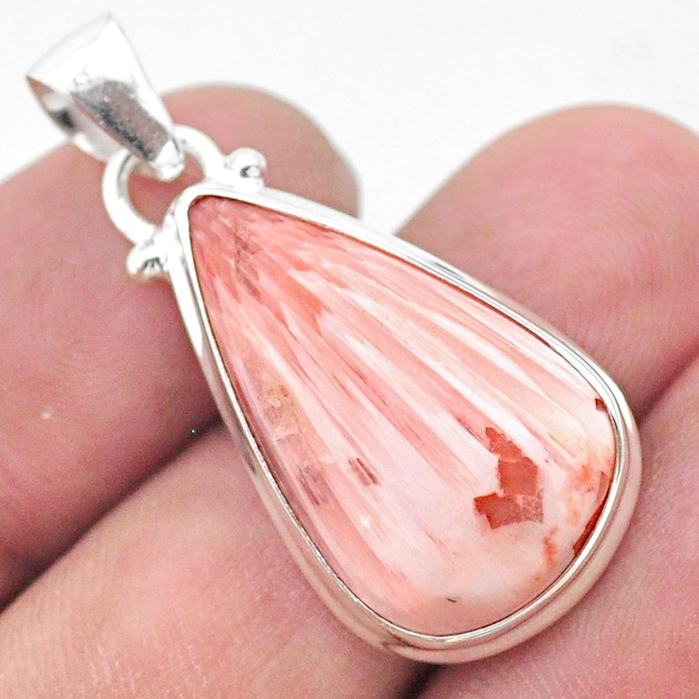 12.07cts natural scolecite high vibration crystal 925 silver pendant t26607