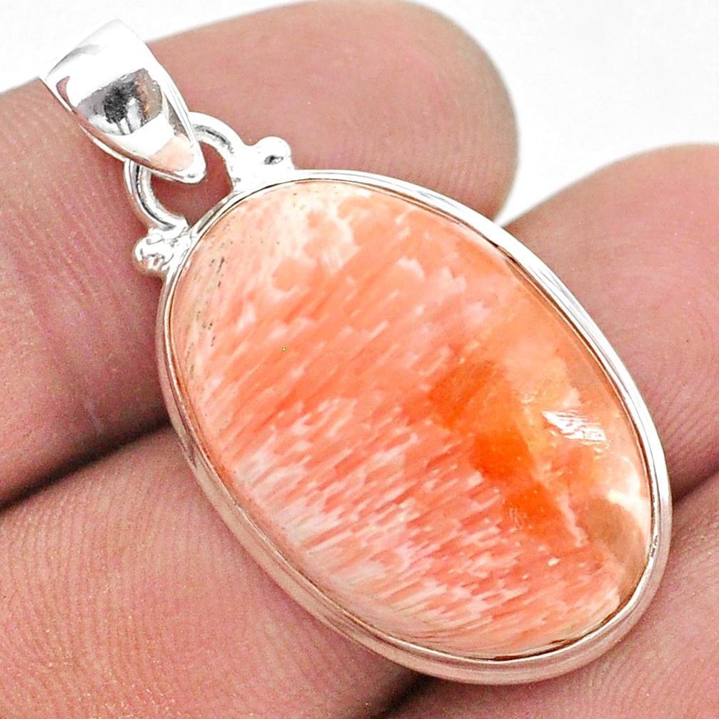 17.18cts natural scolecite high vibration crystal 925 silver pendant t42502