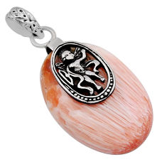 21.05cts natural scolecite high vibration crystal silver angel pendant n13304