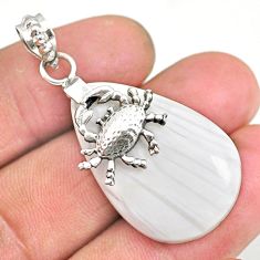 21.66cts natural scolecite high vibration crystal silver crab pendant r91156