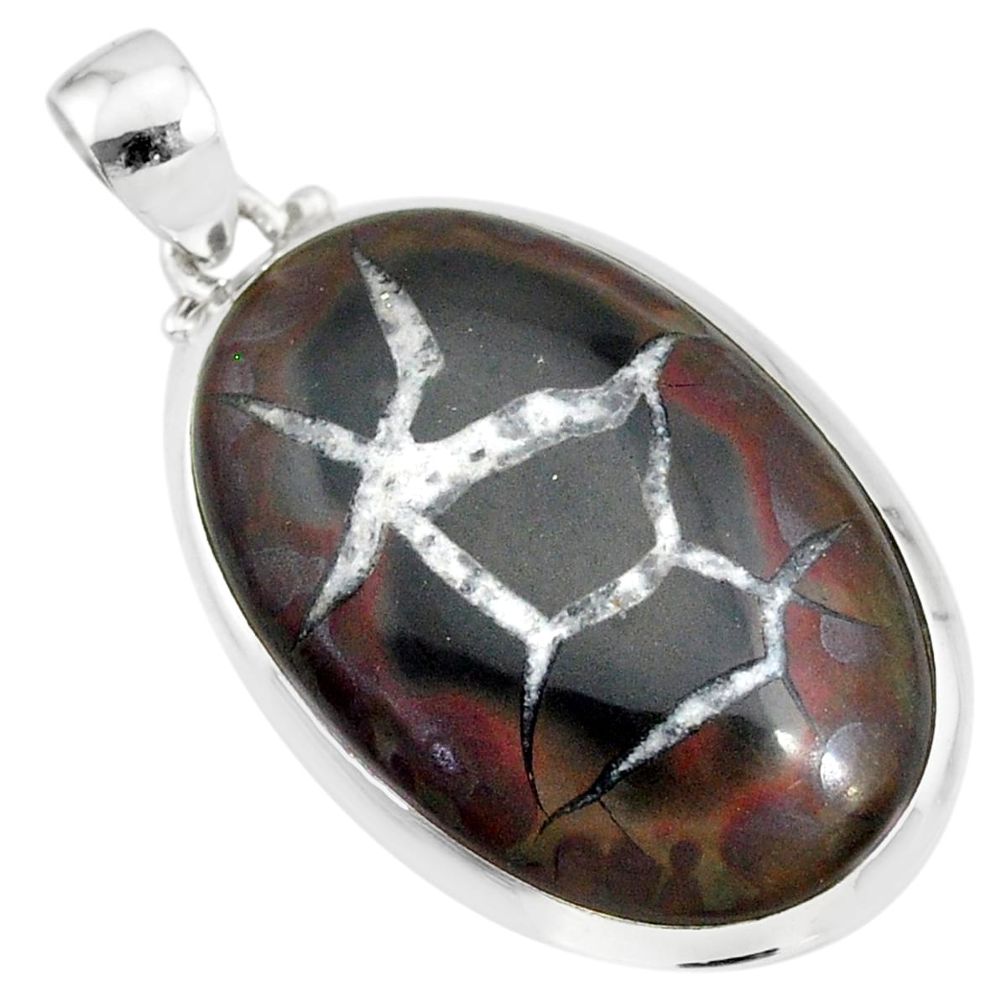 24.00cts natural septarian nodules (dragon stone) 925 silver pendant r86623