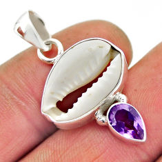6.15cts natural shell druzy amethyst 925 sterling silver pendant jewelry n25446