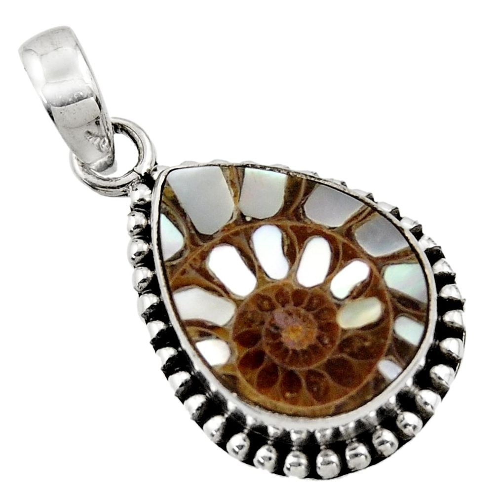 13.20cts natural shell in ammonite 925 sterling silver pendant jewelry r44472