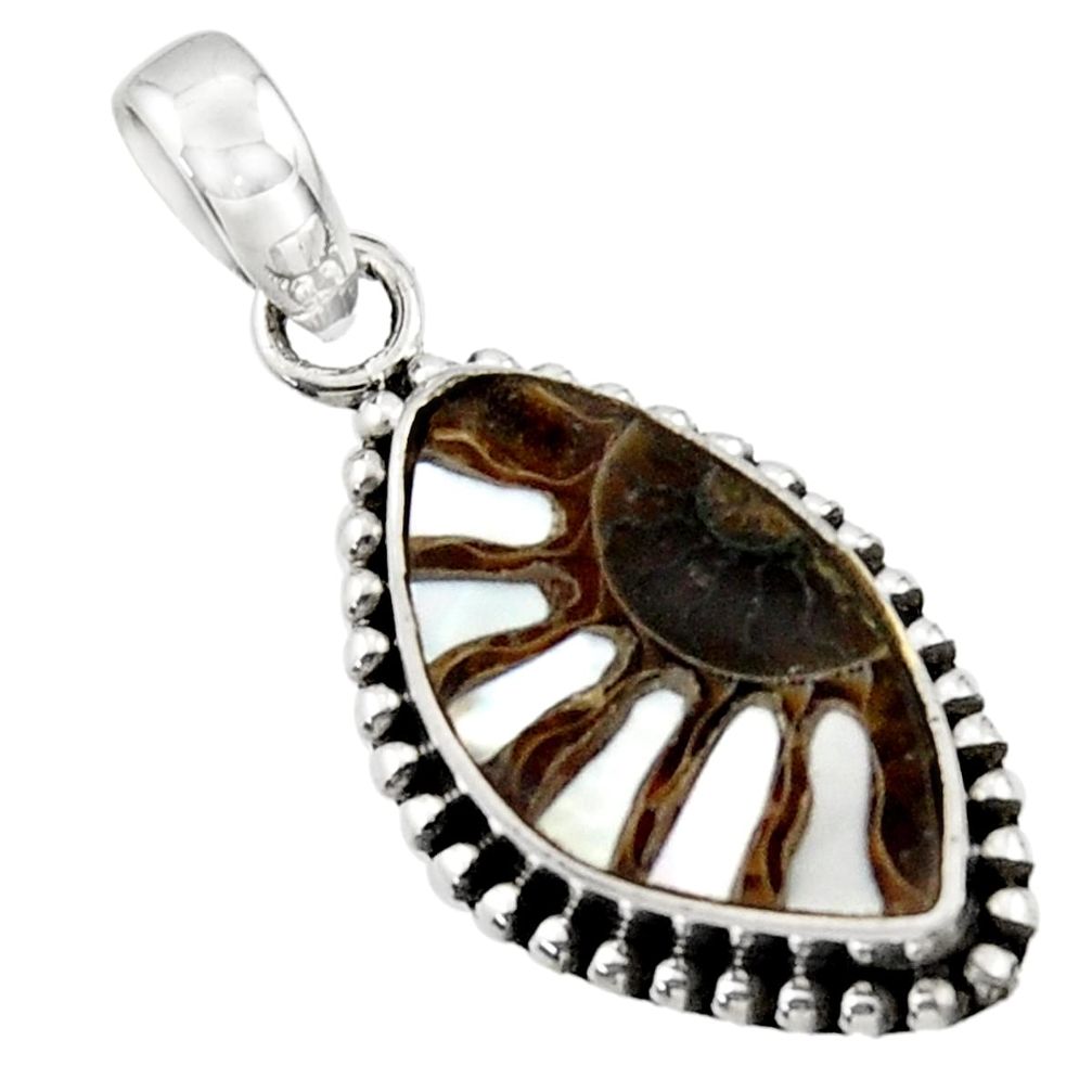 11.18cts natural shell in ammonite 925 sterling silver pendant jewelry r44508