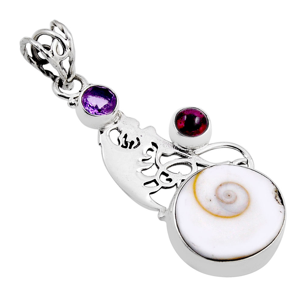 11.53cts natural shiva eye amethyst garnet 925 sterling silver pendant n25144