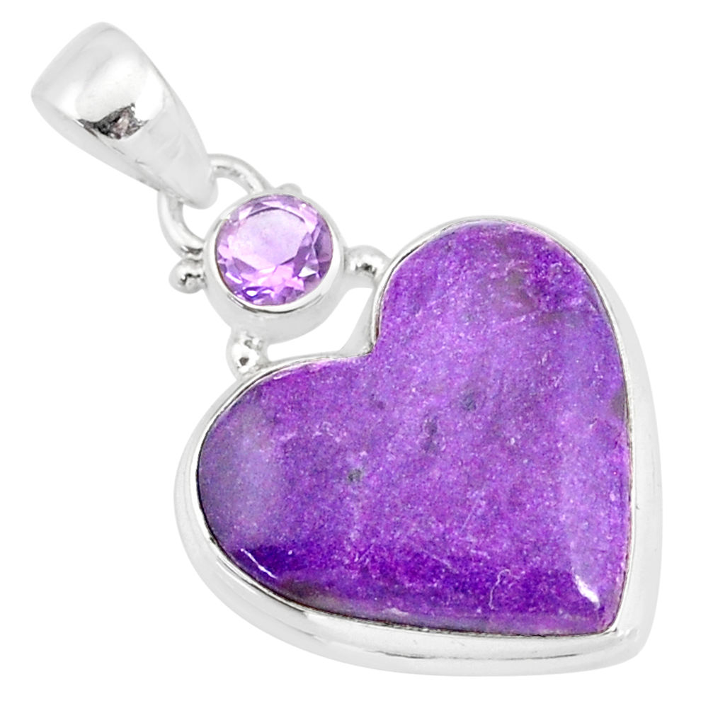 12.22cts natural stichtite amethyst 925 sterling silver heart pendant r86365