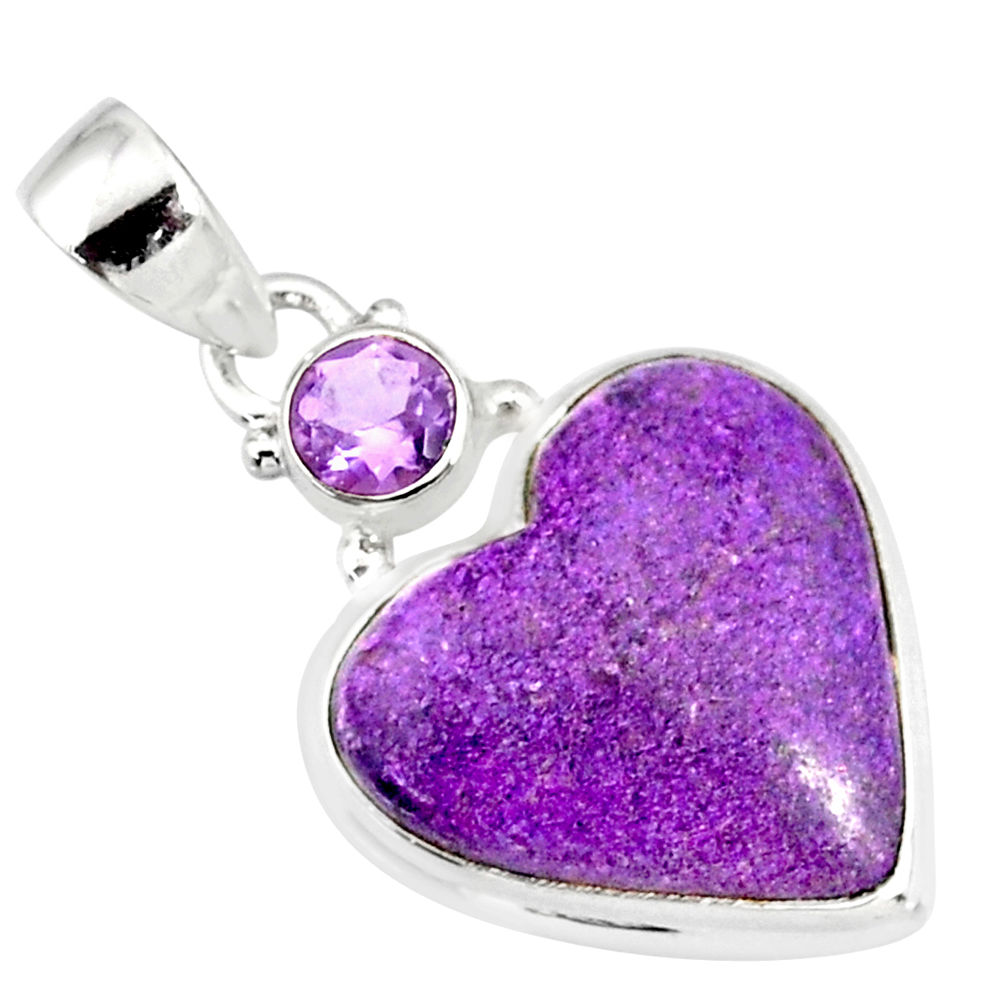10.65cts natural stichtite amethyst 925 sterling silver heart pendant r86367