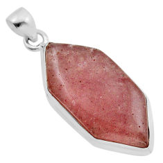 22.05cts natural strawberry quartz hexagon 925 sterling silver pendant y83881