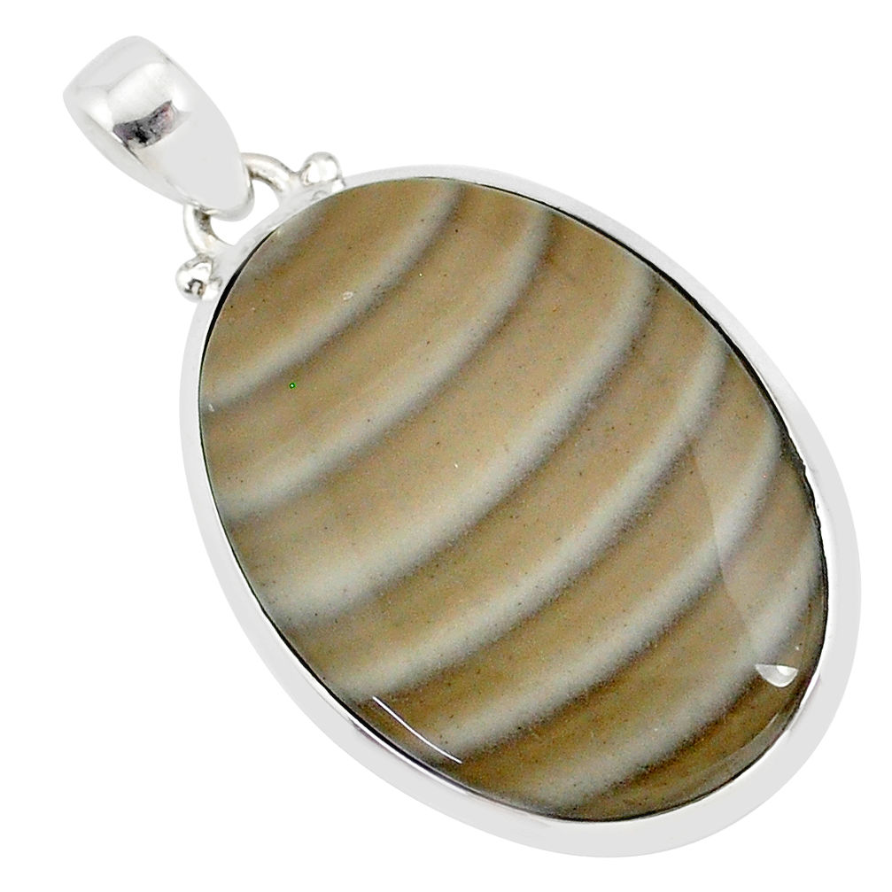 23.95cts natural striped flint ohio 925 sterling silver pendant r81068