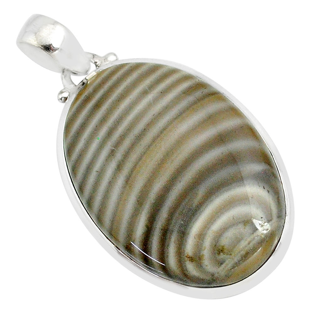 28.08cts natural striped flint ohio 925 sterling silver handmade pendant r81070