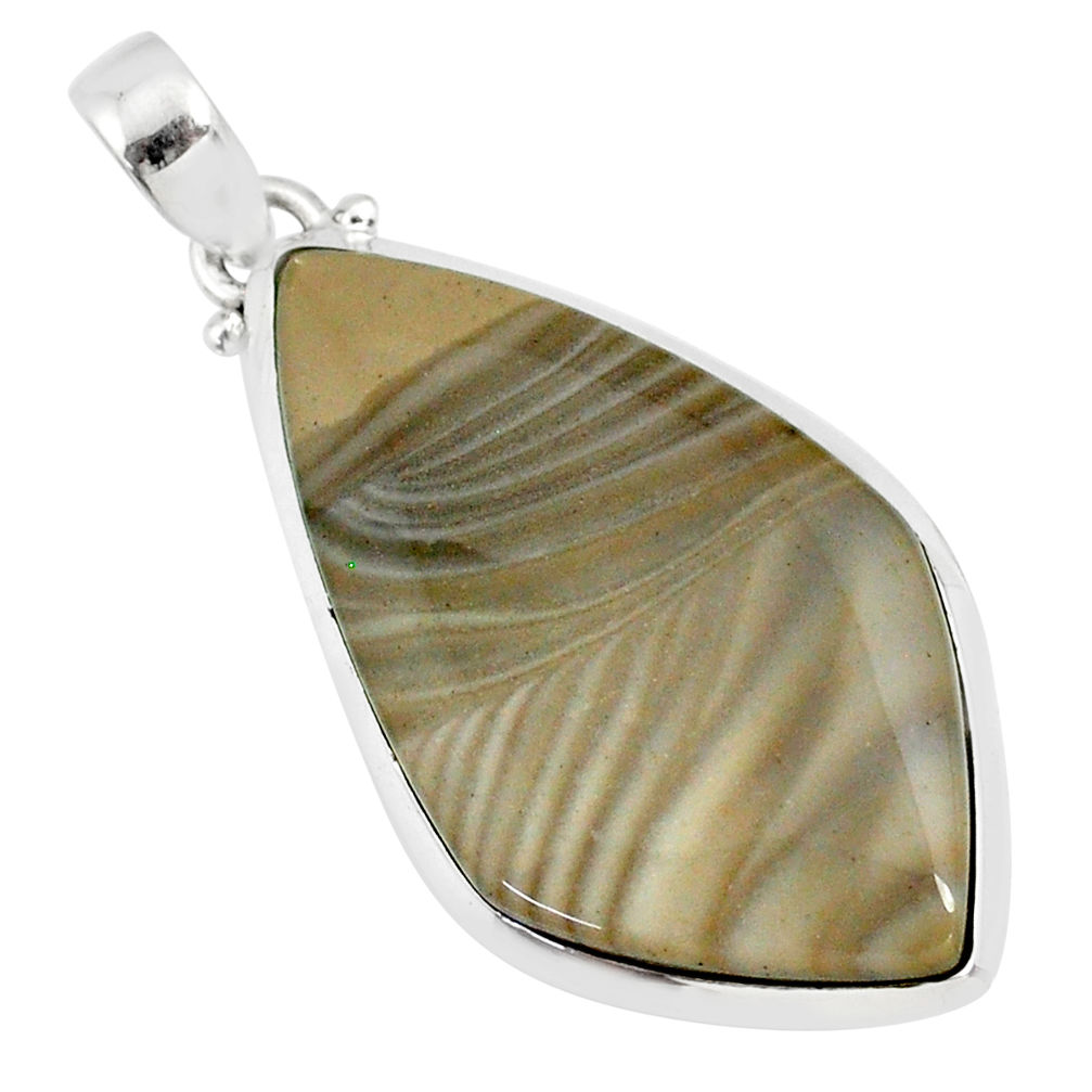 23.46cts natural striped flint ohio 925 sterling silver pendant r81072