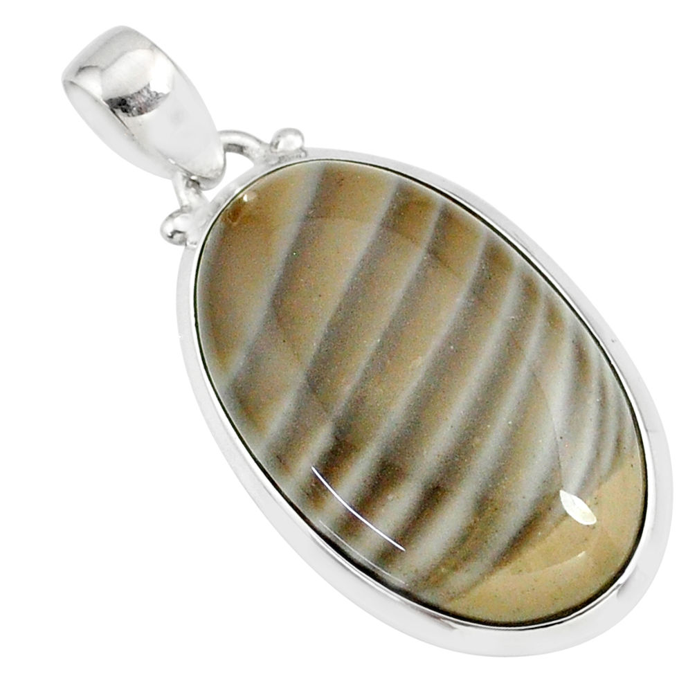 19.45cts natural striped flint ohio 925 sterling silver handmade pendant r81074