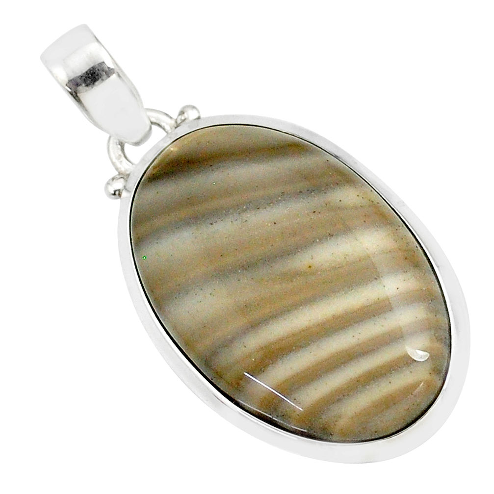 18.88cts natural striped flint ohio 925 sterling silver pendant r81076