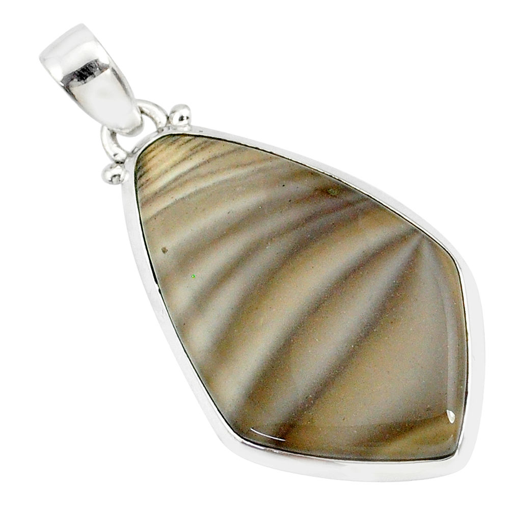 18.95cts natural striped flint ohio 925 sterling silver handmade pendant r81078