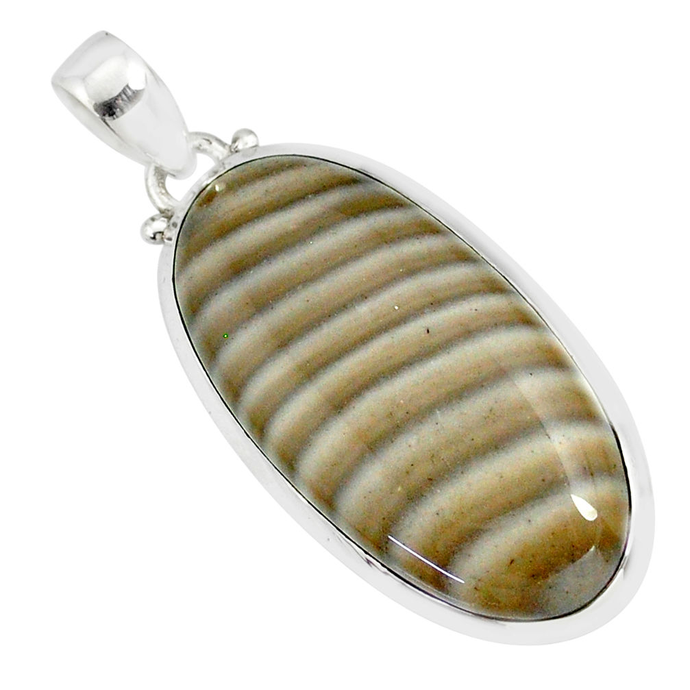20.36cts natural striped flint ohio 925 sterling silver handmade pendant r81080