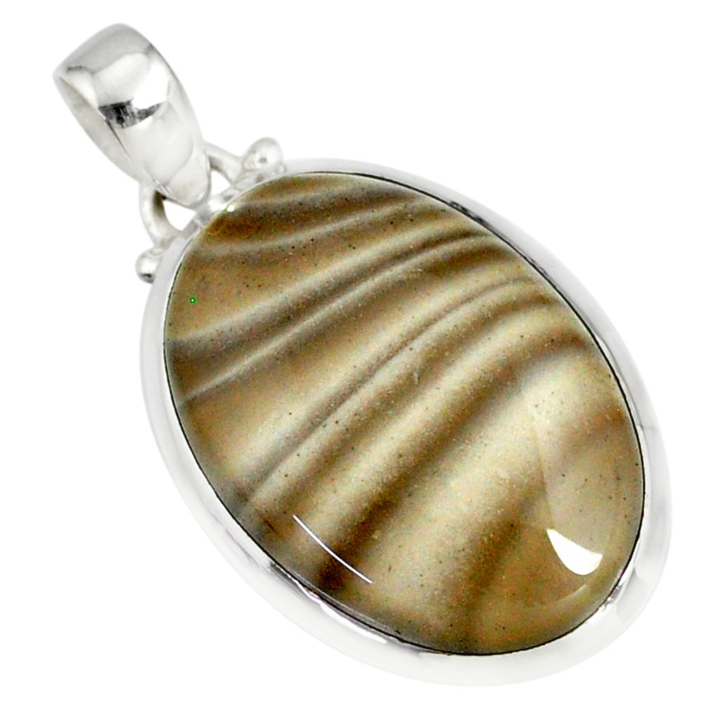 19.45cts natural striped flint ohio 925 sterling silver pendant r81081