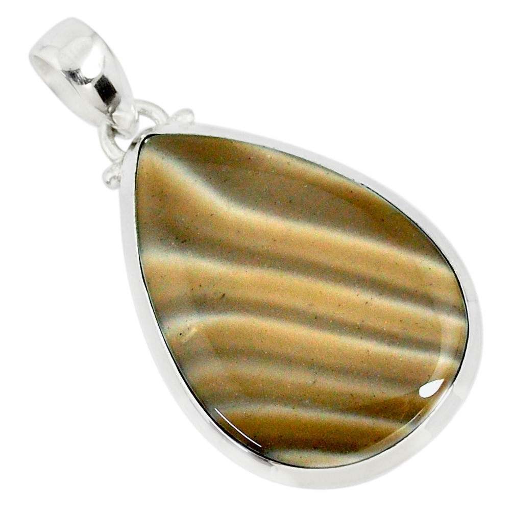 17.91cts natural striped flint ohio 925 sterling silver pendant r81082