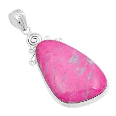 33.87cts natural thulite (unionite, pink zoisite) fancy 925 silver pendant y5915
