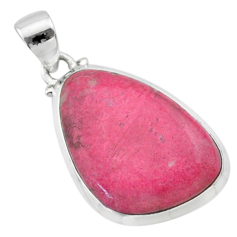 15.68cts natural thulite (unionite, pink zoisite) fancy silver pendant t22626