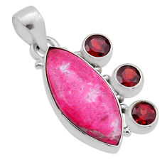 13.42cts natural thulite (unionite, pink zoisite) garnet silver pendant n51361
