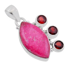 13.85cts natural thulite (unionite, pink zoisite) garnet silver pendant n51366