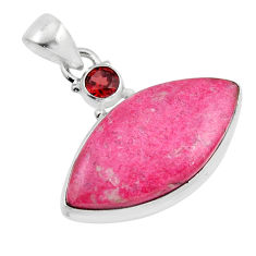 17.95cts natural thulite (unionite, pink zoisite) garnet silver pendant y53460