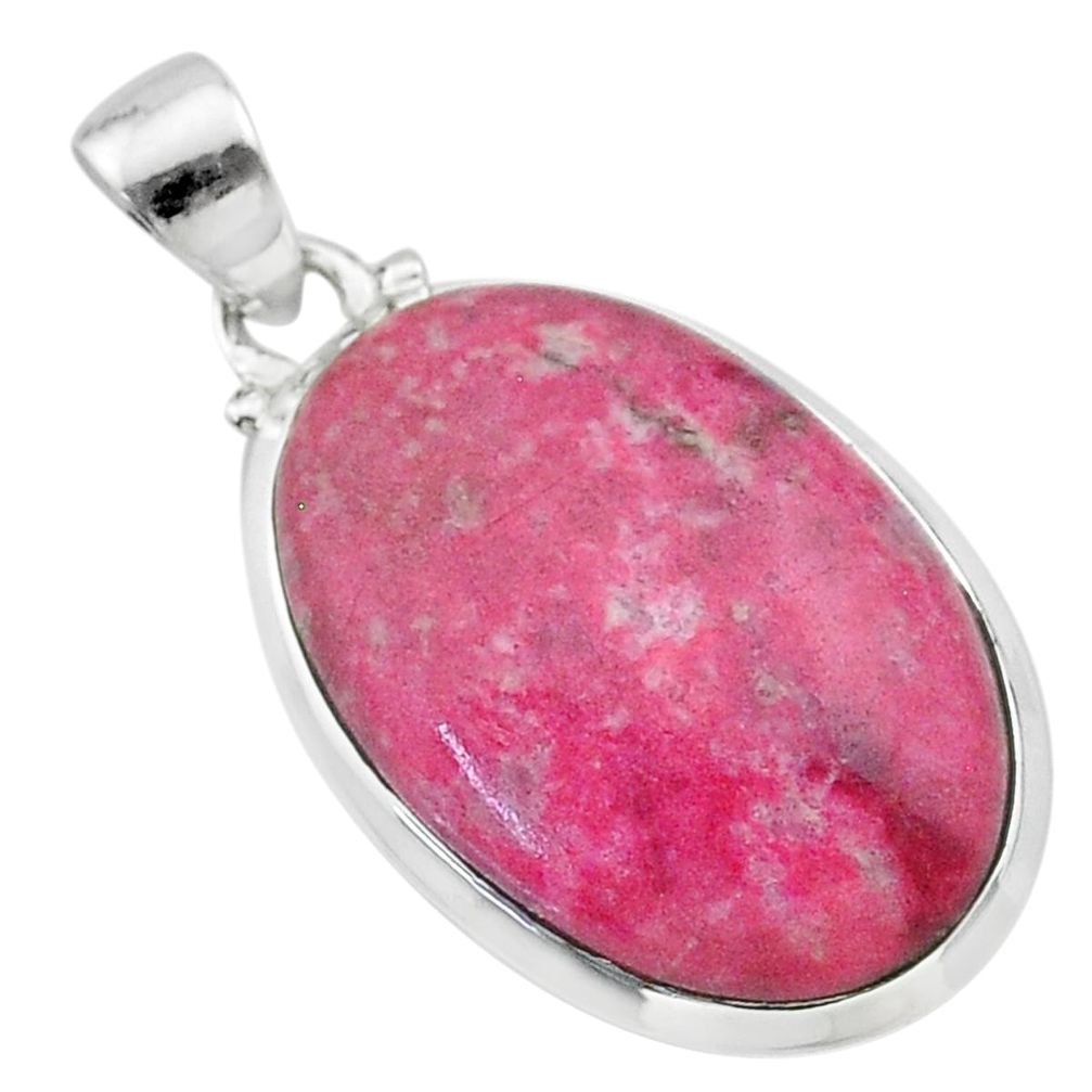 16.28cts natural thulite (unionite, pink zoisite) oval 925 silver pendant t22630