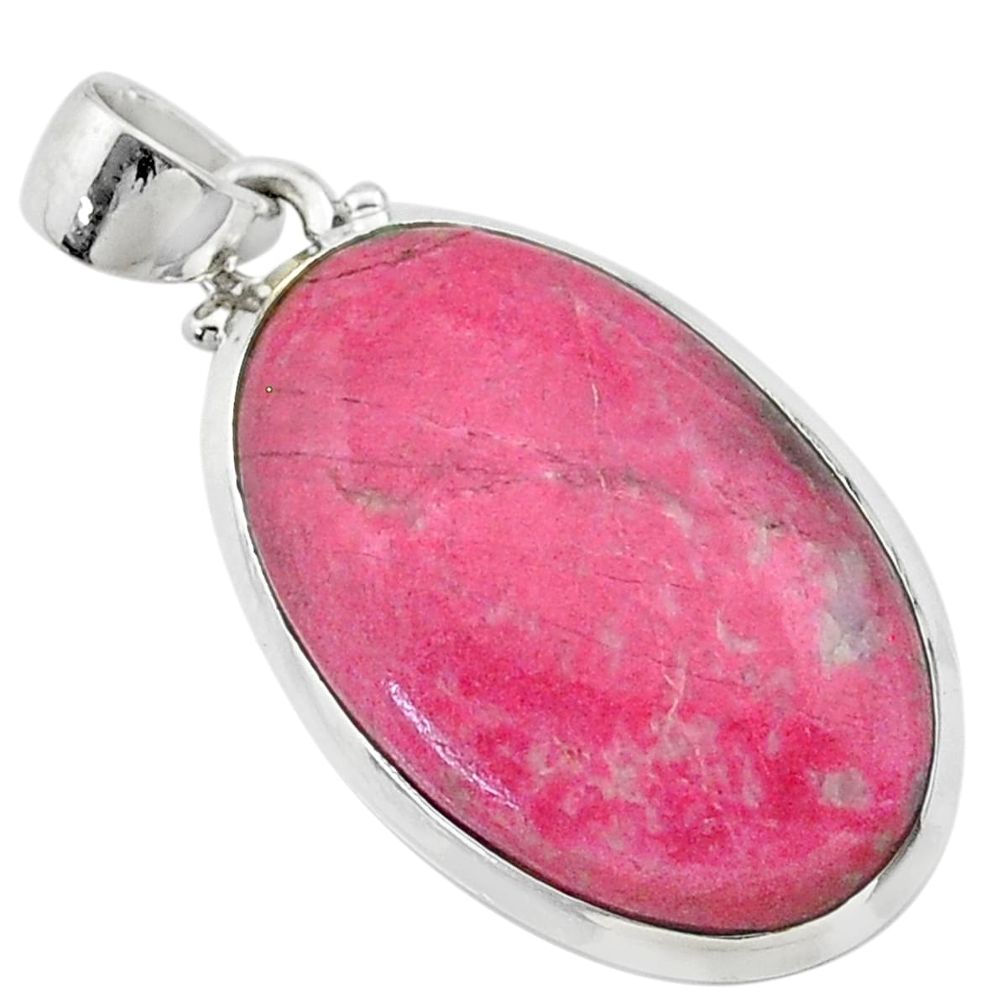 15.68cts natural thulite (unionite, pink zoisite) oval 925 silver pendant t22632