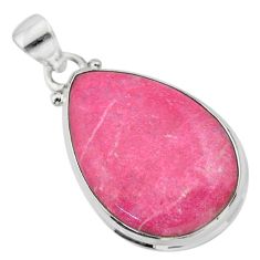 17.57cts natural thulite (unionite, pink zoisite) pear 925 silver pendant t26593