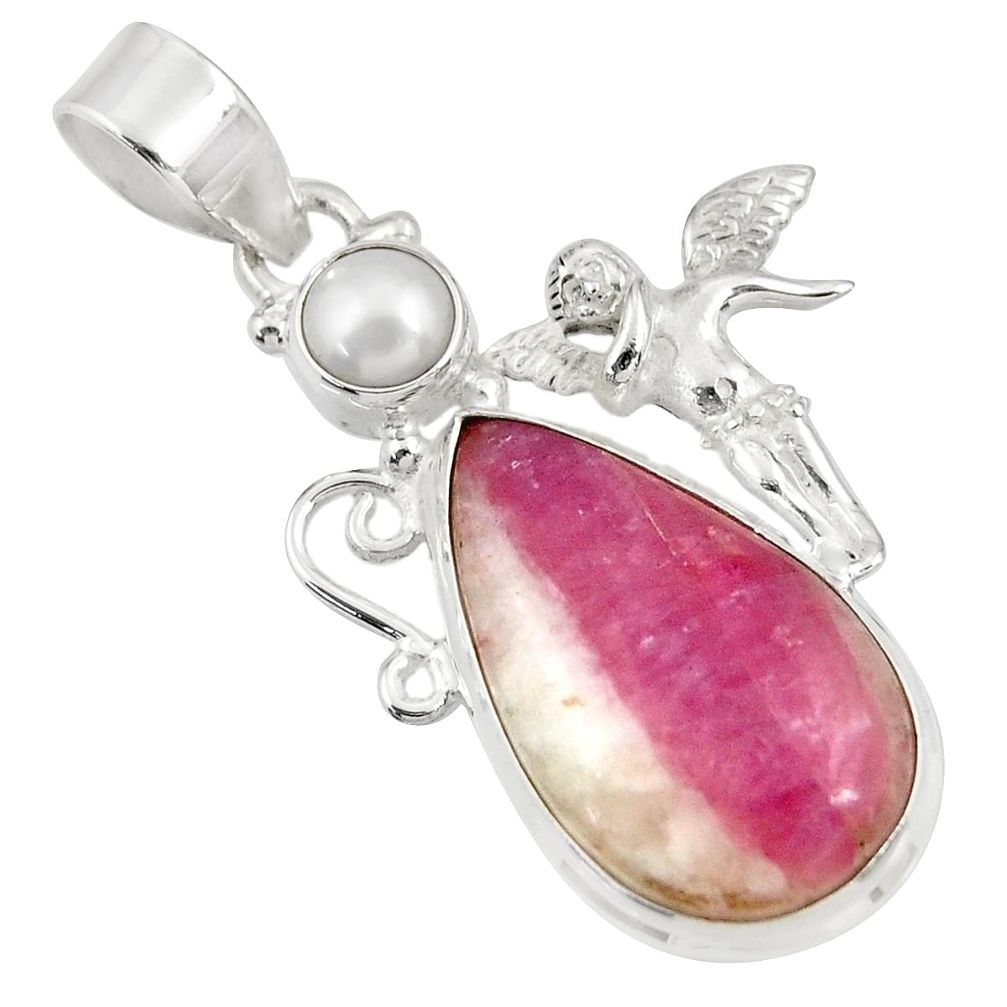  tourmaline in quartz silver angel wings fairy pendant d39327