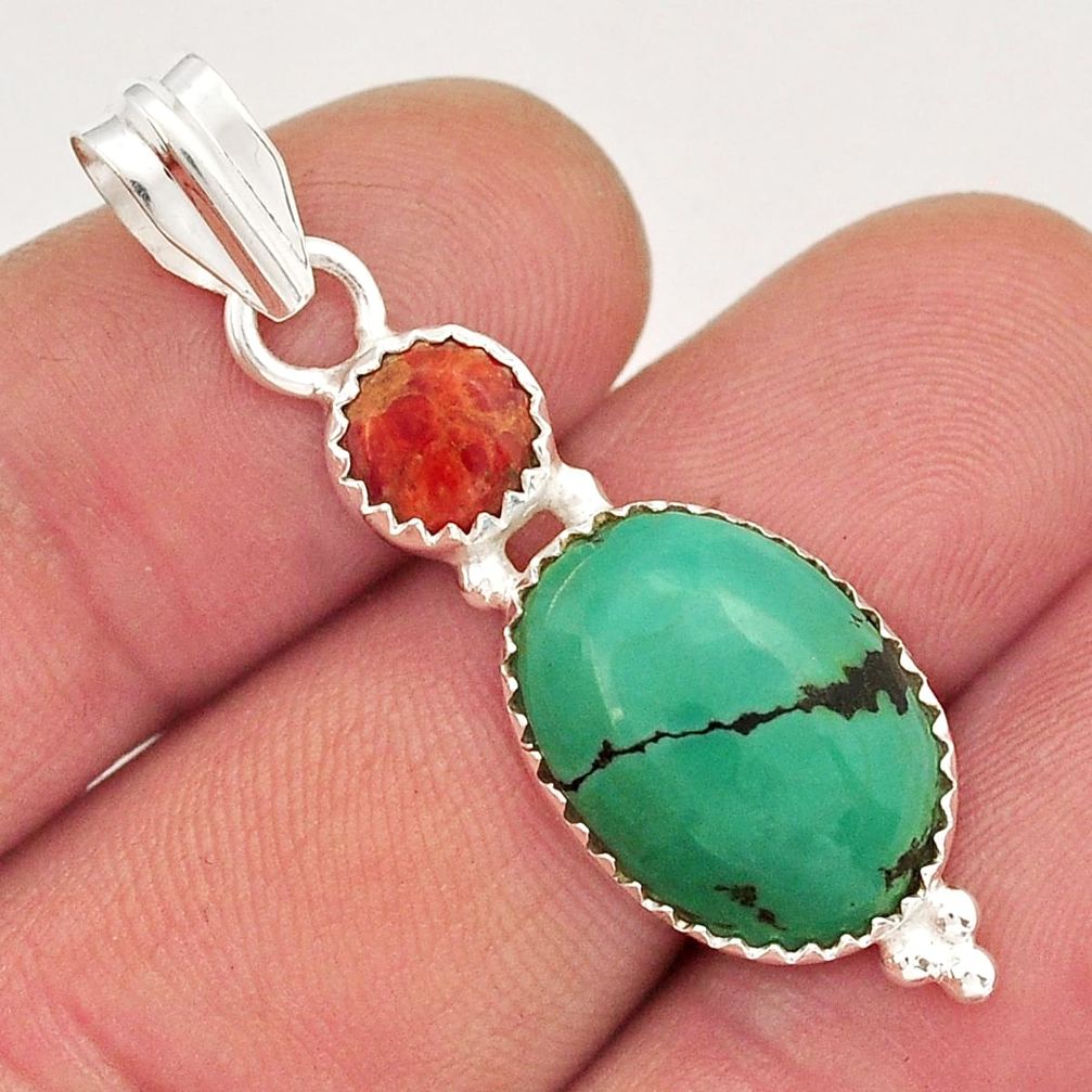8.46cts natural turquoise tibetan mojave turquoise 925 silver pendant y18761