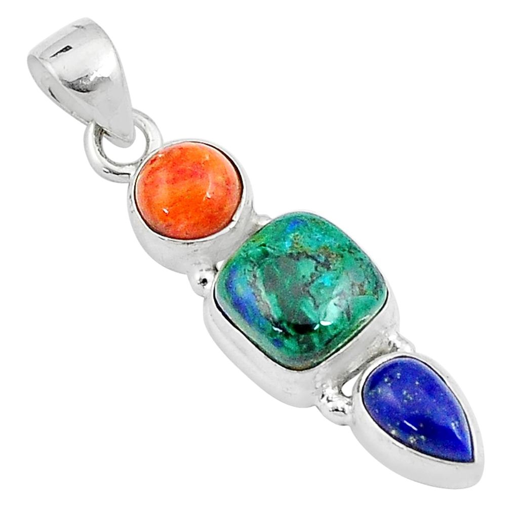 turquoise tibetan mojave turquoise lapis silver pendant u27472