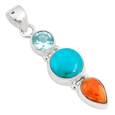 Clearance Sale- 6.73cts natural turquoise tibetan mojave turquoise topaz silver pendant u27471