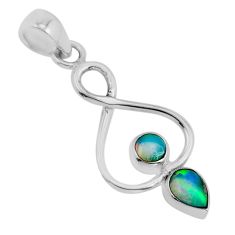 1.53cts natural volcano aurora opal 925 sterling silver pendant jewelry y93598