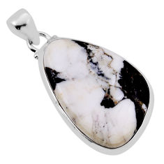 21.68cts natural white buffalo turquoise fancy sterling silver pendant n37264