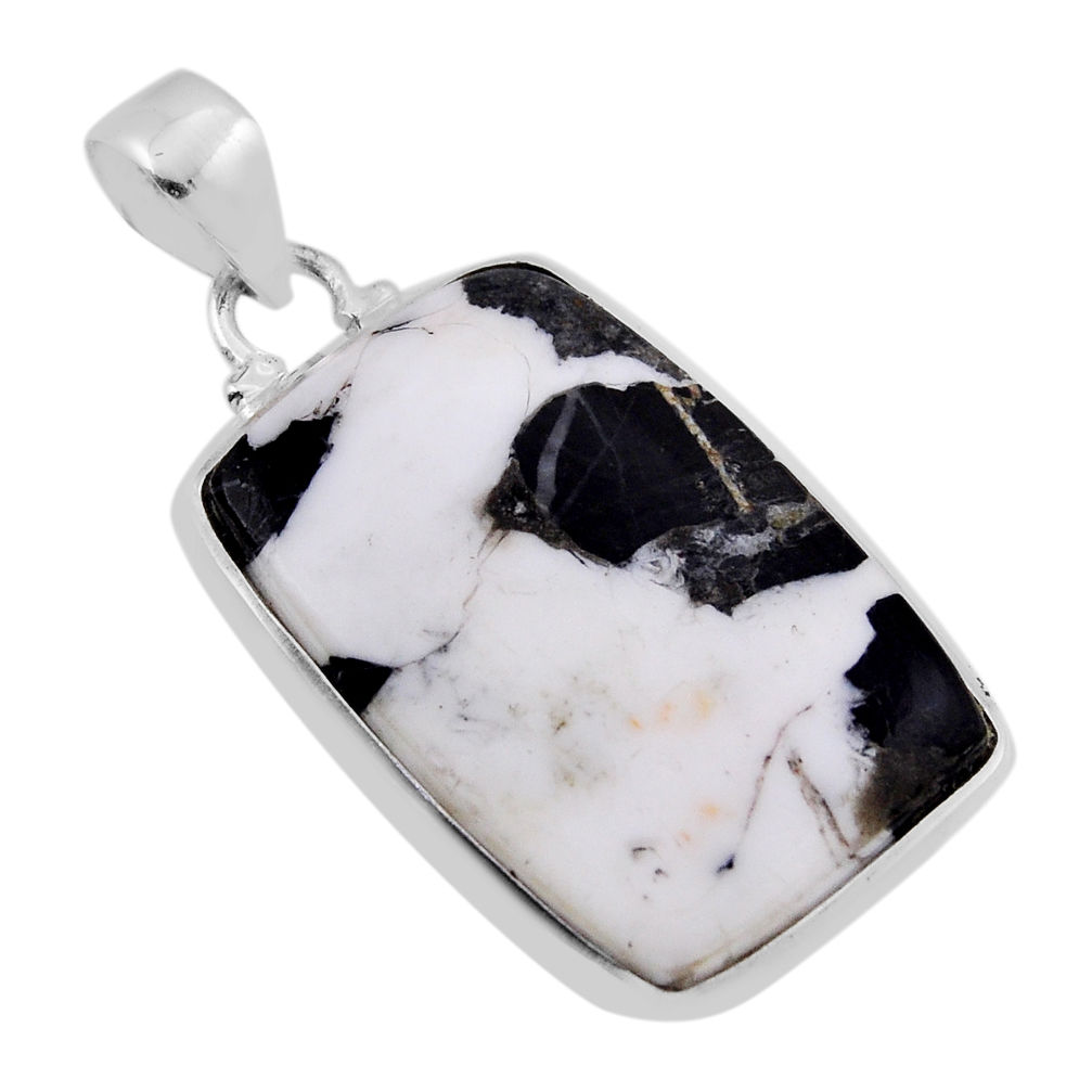 20.31cts natural white buffalo turquoise octagan shape 925 silver pendant n37266