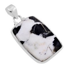 20.31cts natural white buffalo turquoise octagan shape 925 silver pendant n37266