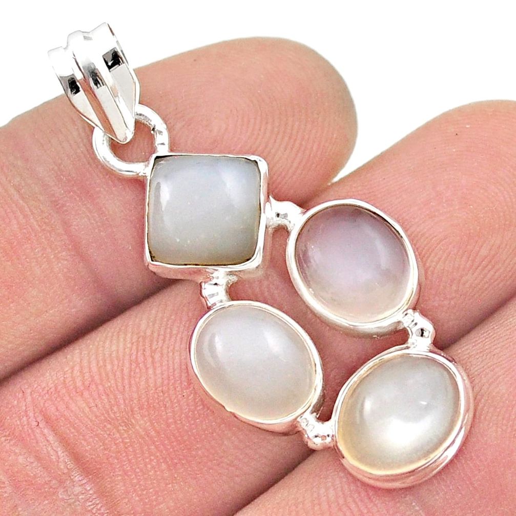 11.44cts natural white ceylon moonstone 925 sterling silver pendant d48925