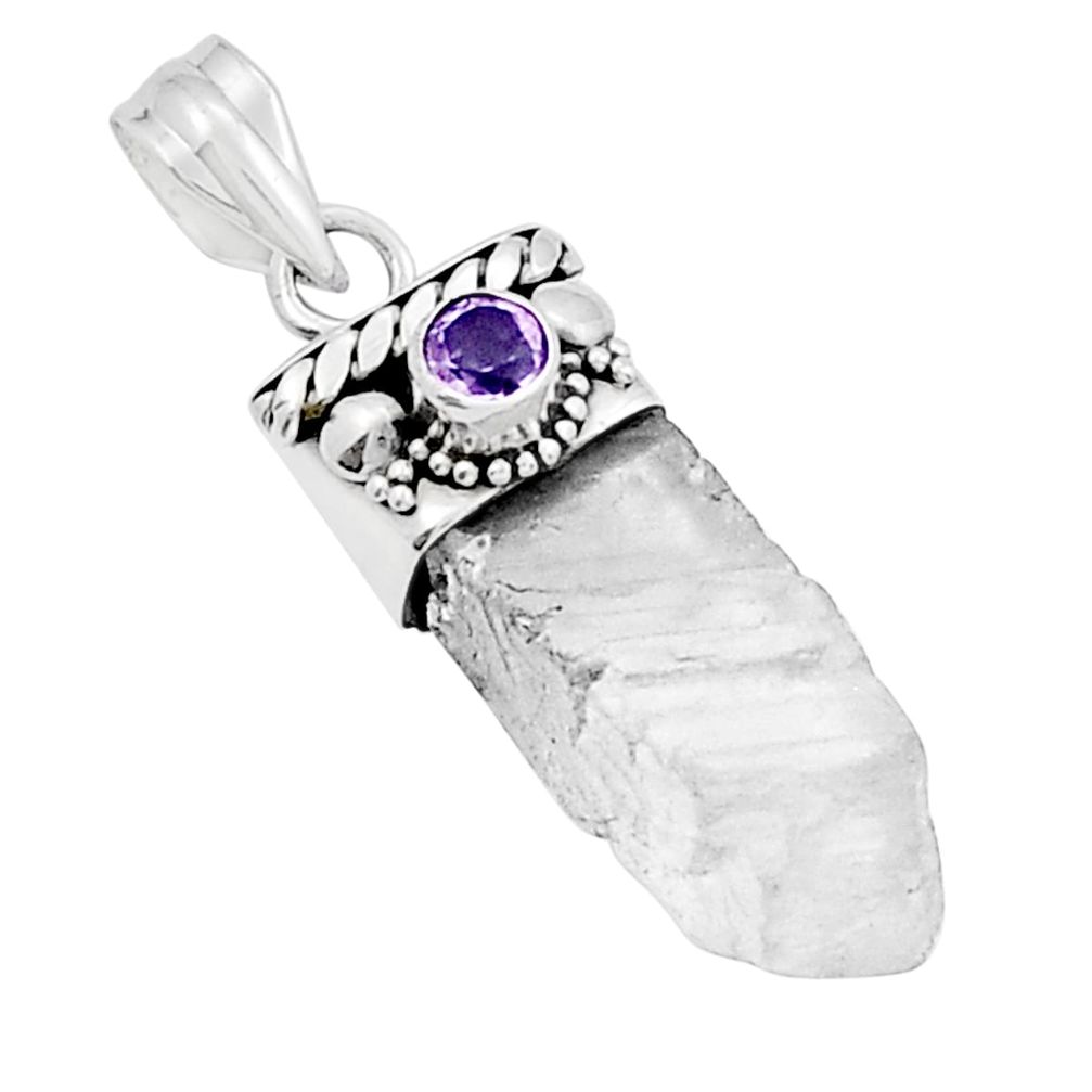 14.17cts natural white crystal fancy amethyst 925 sterling silver pendant y21614