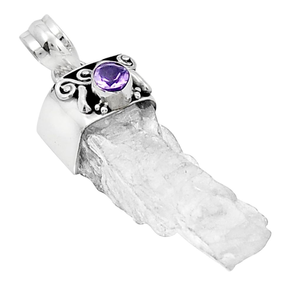 16.28cts natural white crystal fancy amethyst 925 sterling silver pendant y21618