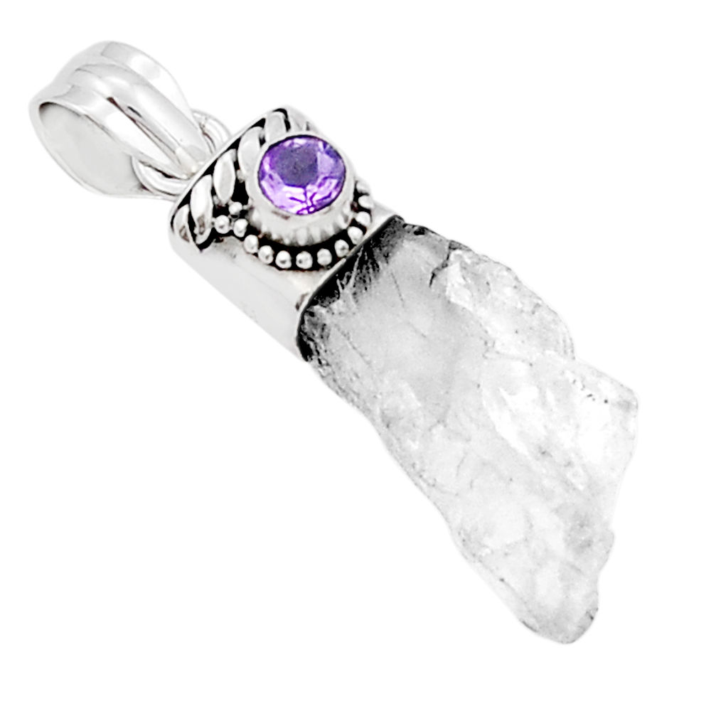 11.50cts natural white crystal fancy amethyst 925 sterling silver pendant y21620