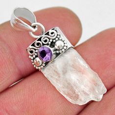 9.56cts natural white crystal purple amethyst 925 sterling silver pendant y21363