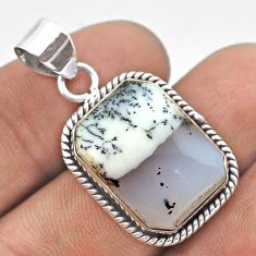 14.55cts natural white dendrite opal (merlinite) 925 silver pendant t53638