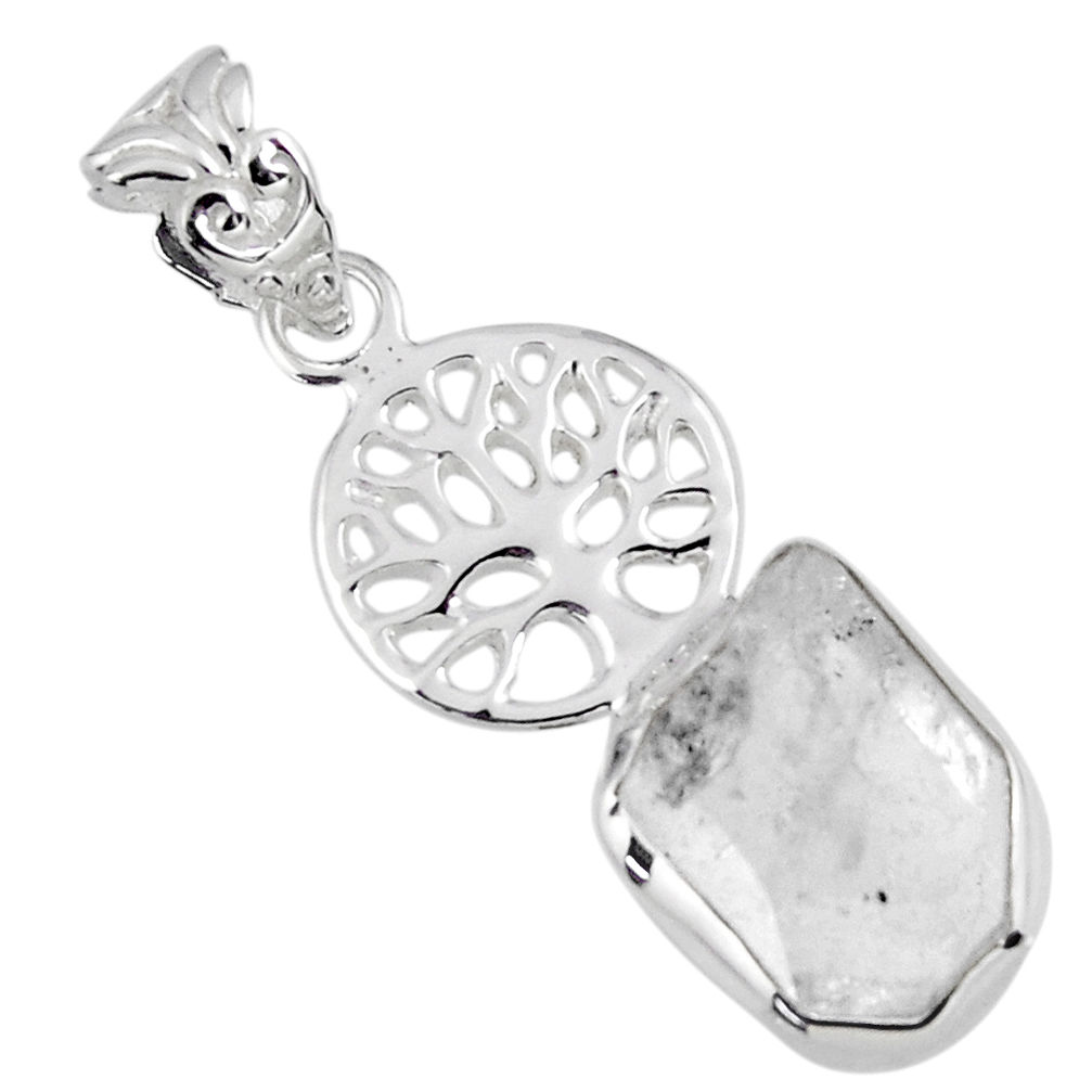 5.95cts natural white herkimer diamond 925 silver tree of life pendant r56871