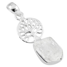 5.63cts natural white herkimer diamond 925 silver tree of life pendant r56878