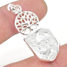 14.41cts natural white herkimer diamond 925 silver tree of life pendant u49081