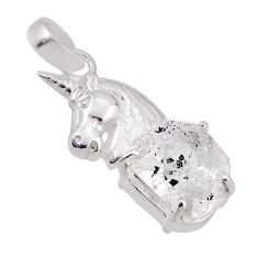 8.99cts natural white herkimer diamond 925 sterling silver horse pendant n34608
