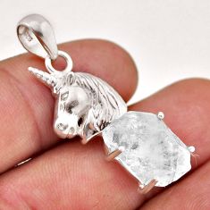 9.03cts natural white herkimer diamond 925 sterling silver horse pendant n46275